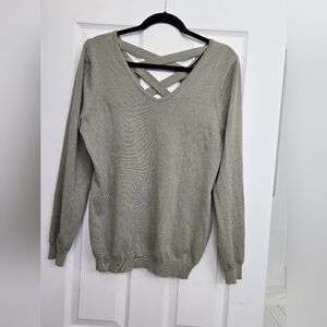 Sage Green Soft sweater.  Size Large.  Open back with crissxcross
